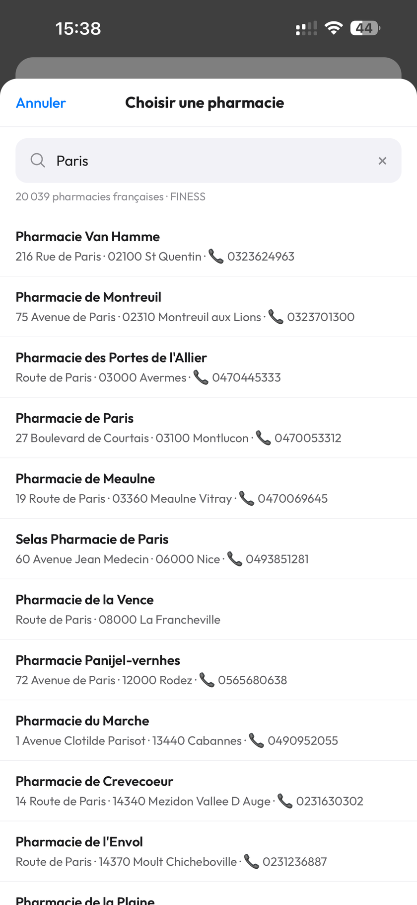 Annuaire des pharmacies françaises